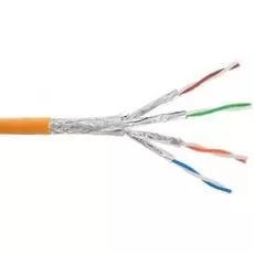 Кабель витая пара S/FTP 6а кат. 4 пары NIKOLAN NKL 9350C-OR 22AWG(0.58 мм), медь, одножильный (solid), внутренний, LSZH, нг(A)-HFLTx, оранжевый, уп/30
