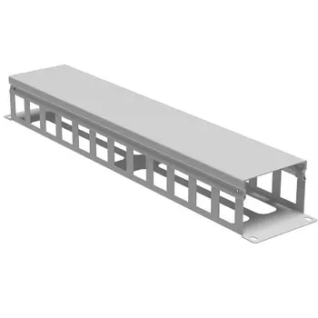 Кабельный организатор DKC R5CPF1962HE 19" с крышкой и отверстиями 2U, глубина 60 мм, RAL7035, "RAM telecom"