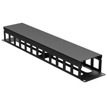 Кабельный организатор DKC R5CPF1962HEB 19" с крышкой и отверстиями 2U, глубина 60 мм, RAL9005, "RAM telecom"