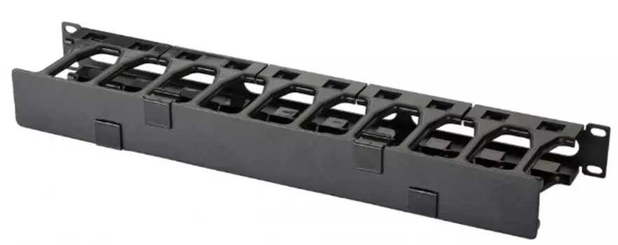 Кабельный организатор Eurolan 25B-1U-16BL повышенной емкости 19", 1U, с крышкой, черный