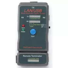 Кабельный тестер Cablexpert NCT-2 100/1000 Base-TX, для UTP, STP, RJ-11, USB-кабеля