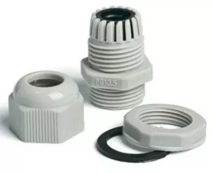 Кабельный ввод Hyperline PG-11 (зажим кабельный с контргайкой), под кабель D5-10мм, IP68, цвет серый