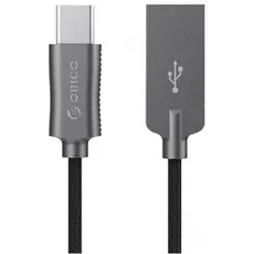 Кабель Orico HCU-10-BK (черный), USB2.0/Charge3A Type A(m)/Type C(m), 1,0 м., круглый, оплетка нейлон