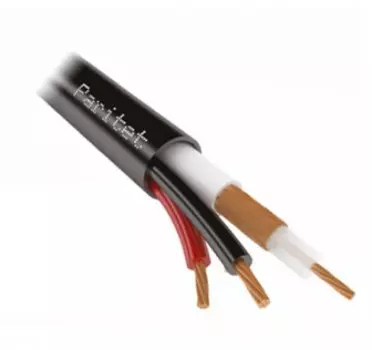 Кабель Паритет КВК-П-3ф 2х0,75 с коаксиальным (рк75-3-32) проводником и 2 жилами для питания с внешней полиэтиленовой изоляцией, D-внешний = 8,4 мм,
