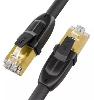 Кабель патч-корд FTP 7 кат. 0.15м GCR GCR-52979 RJ45, CU, 28 AWG, литой, прямой , черный, экранированные коннекторы