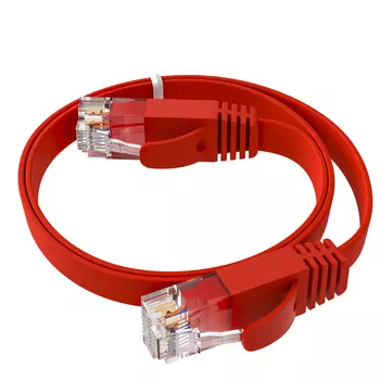 Кабель патч-корд GCR GCR-52859 PROF плоский прямой, 30 AWG, ethernet high speed 10 Гбит/с, RJ45, T568B, красный