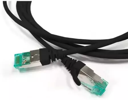 Кабель патч-корд S/FTP 6А кат. 1м Hyperline PC-LPT-SFTP-RJ45-RJ45-C6a-1M-LSZH-BK экранированный, (100% Fluke Component Tested), 30AWG, LSZH, 1 м, черн