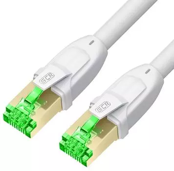 Кабель патч-корд SF/FTP 8 кат. 5м Greenconnect GCR-55902 PROF ethernet, RJ45, медь, 40 Гбит/с, 26 AWG, белый, литой, экранированные коннекторы 24K GOL
