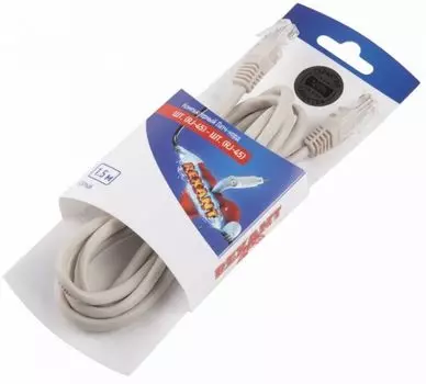 Кабель патч-корд U/UTP 5e кат. 1.5м Rexant 06-3202 неэкранированный, PVC серый, 1,5 м