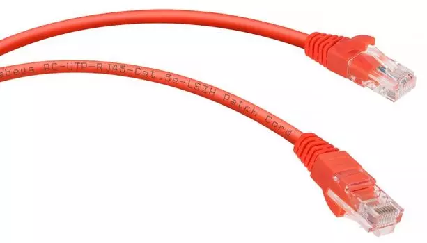 Кабель патч-корд U/UTP 5e кат. 0,3м. Cabeus PC-UTP-RJ45-Cat.5e-0.3m-RD-LSZH неэкранированный, красны
