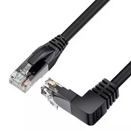 Кабель патч-корд U/UTP 5e кат. 3м GCR GCR-53197 прямой, нижний угол, литой, ethernet high speed, RJ45, T568B, черный