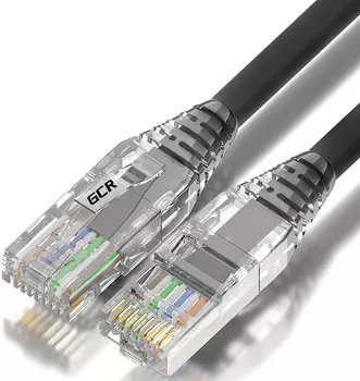 Кабель патч-корд U/UTP 5e кат. 4.5м GCR GCR-51549 прямой, позолоченные контакты, 24 AWG, литой, GCR, ethernet high speed 1 Гбит/с, RJ45, T568B, черный