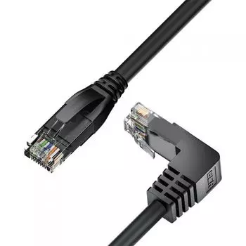 Кабель патч-корд U/UTP 5e кат. 2м GCR GCR-53200 прямой, верхний угол, литой, ethernet high speed, RJ