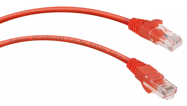 Кабель патч-корд U/UTP 5e кат. 1м. Cabeus PC-UTP-RJ45-Cat.5e-1m-RD неэкранированный, красный