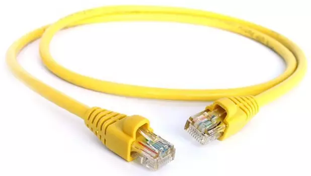 Кабель патч-корд U/UTP 5e кат. 10м. GCR GCR-LNC02-10.0m , AWG24, RJ45, литой (Желтый), пластик пакет