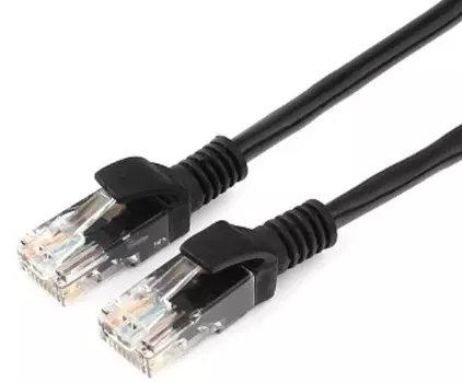Кабель патч-корд U/UTP 5e кат. 1.5м Гарнизон PC-UTP-5e-1.5-BK CCA light литой, многожильный (чёрный)