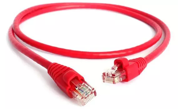 Кабель патч-корд U/UTP 5e кат. 1,5м. GCR GCR-LNC04-1.5m , AWG24, RJ45, литой (Красный), пластик пакет
