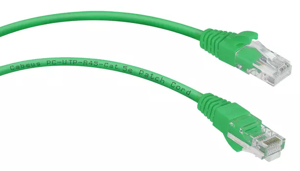 Кабель патч-корд U/UTP 5e кат. 3м. Cabeus PC-UTP-RJ45-Cat.5e-3m-GN неэкранированный, зеленый