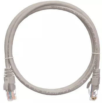 Кабель патч-корд U/UTP 5e кат. 0.15м. NikoMax NMC-PC4UD55B-001-GY 2хRJ45/8P8C, T568B, Molded, 24AWG (7х0,205мм), BC (чистая медь), PVC нг(А), серый, 0