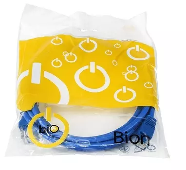 Кабель патч-корд U/UTP 5e кат. 3м BION BPC-U5E101-3M-BL Cat.5e, AWG 26 (7/0,16мм), CCA, многожильный, PVC, 3м, синий