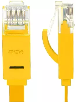 Кабель патч-корд U/UTP 6 кат. 10м GCR GCR-LNC622-10.0m ,15144,плоский прямой PROF медь,желтый, позолоч. контакты, 30 AWG, Premium ethernet high speed