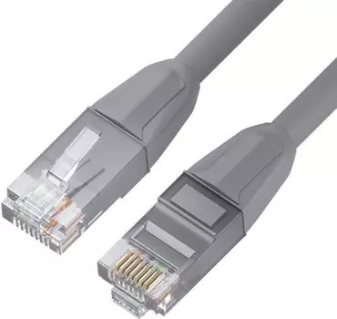 Кабель патч-корд U/UTP 6 кат. 2м GCR GCR-52750 прямой, LSZH, 24 AWG, литой без фиксатора, ethernet high speed, RJ45, T568B, серый