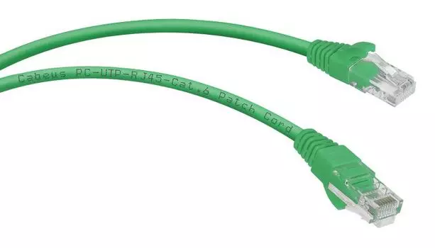 Кабель патч-корд U/UTP 6 кат. 3м Cabeus PC-UTP-RJ45-Cat.6-3m-GN-LSZH 2xRJ45/8p8c, неэкранированный, зеленый, LSZH