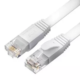 Кабель патч-корд U/UTP 6 кат. 3м GCR GCR-52867 PROF плоский прямой, 30 AWG, ethernet high speed 10 Гбит/с, RJ45, T568B, белый