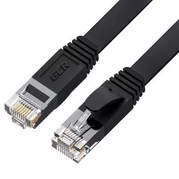 Кабель патч-корд U/UTP 6 кат. 10м GCR GCR-52853 PROF плоский прямой, 30 AWG, ethernet high speed 10