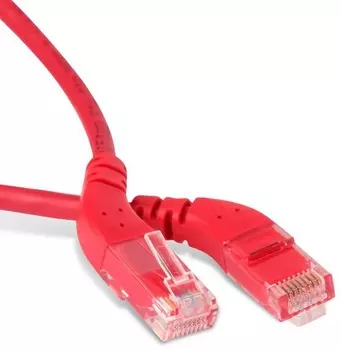 Кабель патч-корд U/UTP 6 кат. 3м Hyperline PC-APM-UTP-RJ45/L45-RJ45/L45-C6-3M-LSZH-RD угловой, левый 45°-левый 45°, LSZH, красный
