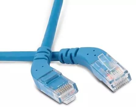 Кабель патч-корд U/UTP 6 кат. 1м Hyperline PC-APM-UTP-RJ45/R45-RJ45/R45-C6-1M-LSZH-BL угловой, правый 45°-правый 45°, LSZH, синий