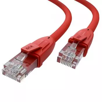 Кабель патч-корд U/UTP 6 кат. 5м GCR GCR-52531 прямой, 24 AWG, литой, ethernet high speed, RJ45, T568B, красный