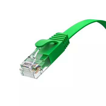 Кабель патч-корд U/UTP 6 кат. 3м GCR GCR-52842 PROF плоский прямой, 30 AWG, ethernet high speed 10 Гбит/с, RJ45, T568B, зеленый