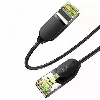 Кабель патч-корд U/UTP 7 кат. 3м UGREEN NW149 Shielded Round Fine Modular Plugs, цвет: черный
