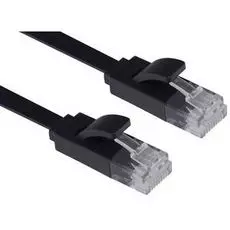 Кабель патч-корд U/UTP 6 кат. 0,15м GCR GCR-LNC616-0.15m ,15112,плоский прямой PROFмедь,черный, позолоч. контакты, 30 AWG, Premium ethernet high speed