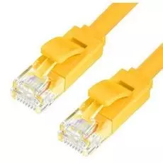 Кабель патч-корд U/UTP 6 кат. 0.15м GCR GCR-LNC622-0.15m ,15138,плоский прямой PROFмедь,желтый, позолоч. контакты, 30 AWG, Premium ethernet high speed