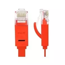 Кабель патч-корд U/UTP 6 кат. 3м GCR GCR-LNC624-3.0m ,15161,плоский прямой PROF медь,красный, позоло