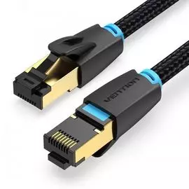 Кабель патч-корд Vention IKGBH прямой SFTP cat.8 RJ45 - 2м, черный, тканевая оплетка