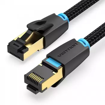 Кабель патч-корд Vention IKGBJ прямой SFTP cat.8 RJ45 - 5м, черный, тканевая оплетка