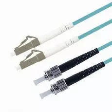 Патч-корд волоконно-оптический TELCORD ШОС-2x3.0-2LC/U-2ST/U-MM503-4м-LSZH-AQ duplex LC/UPC-ST/UPC, MM 50/125 (OM3), 3.0 мм, LSZH, 4м