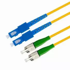 Патч-корд волоконно-оптический TELCORD ШОС-2x3.0-2FC/A-2SC/U-SM-1м-LSZH-YL duplex FC/APC-SC/UPC, SM 9/125 (G652D), 3.0 мм, LSZH, 1м