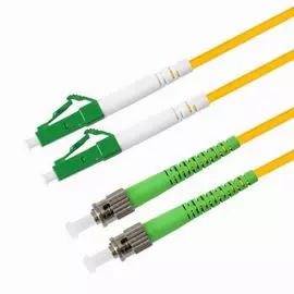 Патч-корд волоконно-оптический TELCORD ШОС-2x3.0-2LC/A-2ST/A-SM-1.5м-LSZH-YL duplex LC/APC-ST/APC, SM 9/125 (G652D), 3.0 мм, LSZH, 1.5м