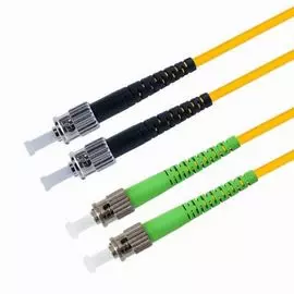 Патч-корд волоконно-оптический TELCORD ШОС-2x3.0-2ST/A-2ST/U-SM-2м-LSZH-YL duplex ST/APC-ST/UPC, SM 9/125 (G652D), 3.0 мм, LSZH, 2м