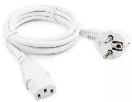 Кабель питания Cablexpert PC-186W Schuko-C13, 3x0.5мм2, 6A, с заземлением, 1.8м, белый, пакет