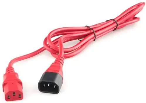 Кабель питания Cablexpert PC-189-VDE-R-1.8M (RU) C13-С14, 3x0.75мм2, 10A, с заземлением, медь, 1.8м, красный, пак