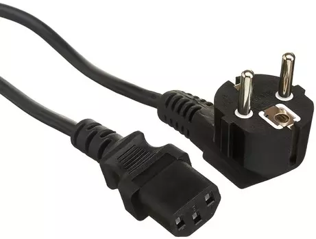 Кабель питания Exegate Power PC-1P EX297783RUS (Евровилка угловая Schuko->C13, VDE-250V-3*1.0mm2, медь, черный, 16A, 1м)