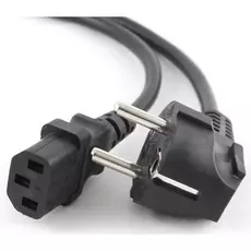 Кабель питания Gembird PC-186-VDE 1.8 м, Euro, VDE, черный, с заземлением, С13-Schuko, пакет 10А, 0.75