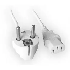 Кабель питания Gembird PC-186W-VDE 1.8 м, Euro, VDE, белый, с заземлением, пакет, С13-Schuko, 10А, 0.75