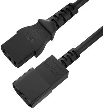 Кабель питания Greenconnect GCR-54329 удлинитель 2.0m, С13 - С14, черный, 3*0,75mm