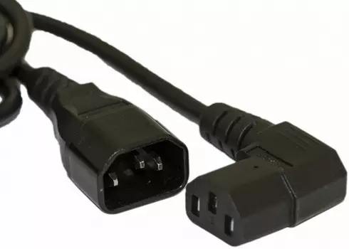 Кабель питания Hyperline PWC-IEC13A-IEC14-5.0-BK монитор-компьютер IEC 320 C13 (угловая) - IEC 320 C14 (3x1.0), 10A, прямая вилка, 5м, черный